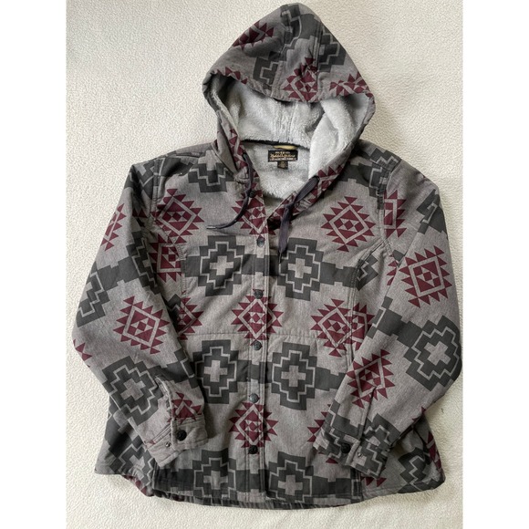 Noble Outfitters Jackets & Blazers - Noble Outfitters Womens XXL Hooded Flannel Jacket Grey Southwestern Aztec Lined